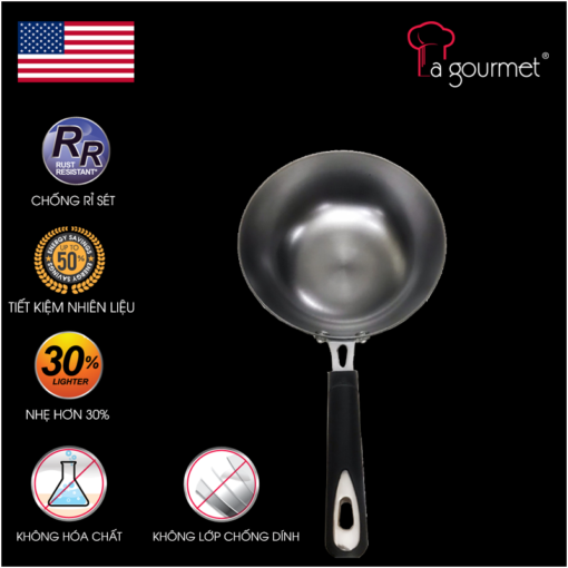 Chảo gang La gourmet Nitrigan 20cm lòng sâu