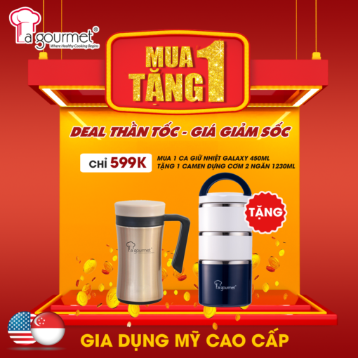 Mua ca giữ nhiệt La gourmet tặng camen đựng cơm 3 ngăn