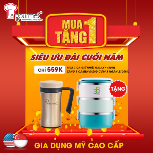 Mua 1 ca giữ nhiệt tặng 1 camen La gourmet