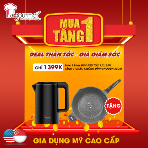 Mua ấm đun siêu tốc La gourmet tặng chảo chống dính Shogun miwa