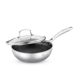Chảo wok inox cao cấp La gourmet Galactic Honeycomb 24cm kèm nắp – 417749